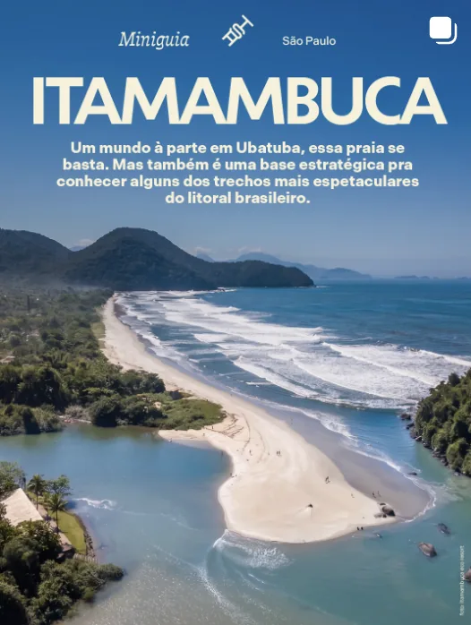 Miniguia Itamambuca: praia de Ubatuba vista do alto, entre morros e mata